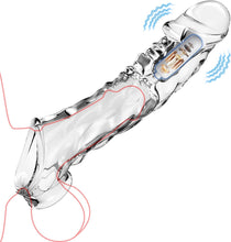 Load image into Gallery viewer, 3.6 inch Clear Reusable Penis Sleeve with Vibrator Penis Ring