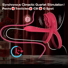 Load image into Gallery viewer, Rechargeable 7 Vibrating Male Couples Sex Toys, Vibrating Penis Ring with Rose Clitoral Stimulator, Couples Sex Toys with G Spot Clitoral Vibrator